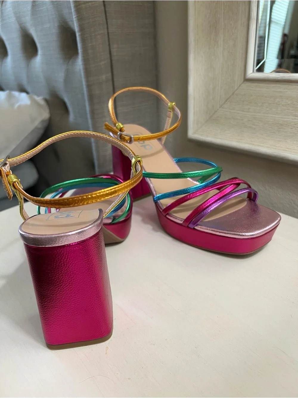 Women’s Pop Multicolor Strappy Block Heel Sandals